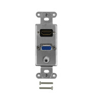 Stainless steel decora strap - 1x HDMI 1x VGA 1x 35mm FN-WPK-DS-HVA