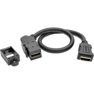 Tripp Lite 1ft HDMI Coupler Keystone Panel Mount Angled FF Black 1 - 1 ft HDMI AV Cable for Home Theater System Monitor Blu-ray - P164-001-KPA-BK