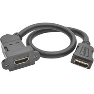 Tripp Lite 1ft HDMI Coupler Keystone Panel Mount Angled FF Black 1 - 1 ft HDMI AV Cable for Home Theater System Monitor Blu-ray - P164-001-KPA-BK