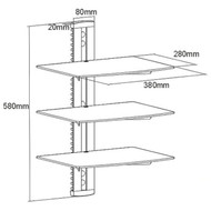 Media Player Triple Shelf Glass - Black FN-MT-113-BK