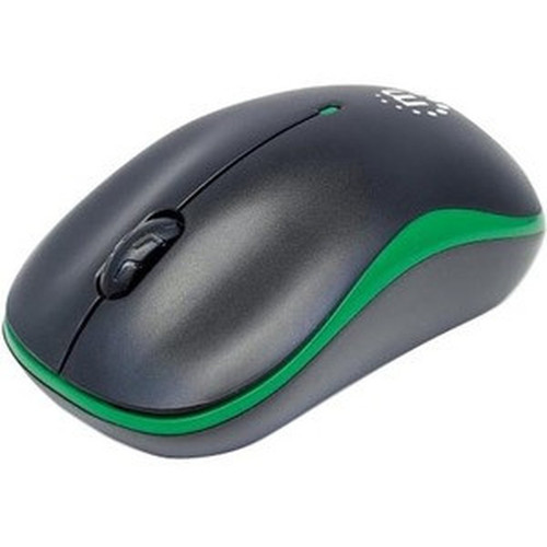 Manhattan Success Wireless Optical Mouse - Optical - Wireless - Radio Frequency - Green, Black - USB - 1000 dpi - Scroll Wheel - 3 (179393)