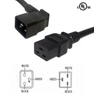 10ft IEC C19 to IEC C20 Right Angle Power Cable - 12AWG SJT FN-PW-125R0-10