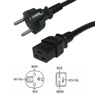 2m SCHUKO CEE 77 Euro to C19 Power Cable - H05VV-F 15 15A 250V FN-PW-171-2M