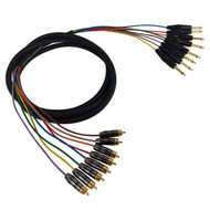 6ft Premium  RCA Male to TS Male Analog 8-Channel Snake Cable FN-S8-RCA-TS-06
