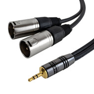 10ft Premium Y-Splitter 35mm to 2x XLR Male Unbalanced Cable FN-35MM-2XLRM-10