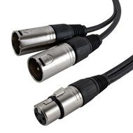 1ft Premium XLR Female to 2x XLR Male Balanced Splitter Cable FN-XLR-FMM-01