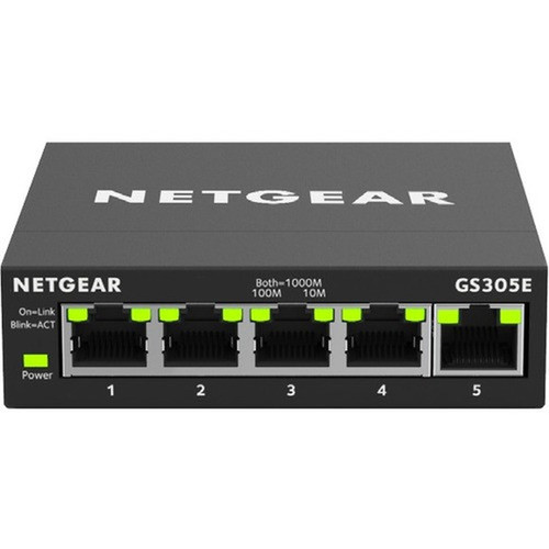 Netgear GS305E Ethernet Switch - 5 Ports - Manageable - 2 Layer Supported - Twisted Pair - 3 Year Limited Warranty (GS305E-100NAS)