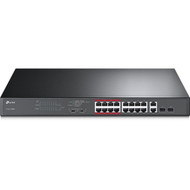 TP-LINK 16-Port 10100Mbps  2-Port Gigabit Unmanaged PoE Switch - 16 Ports - 2 Layer Supported - Modular - Twisted Pair Optical - 1U TL-SL1218MP