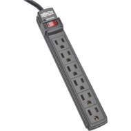 Tripp Lite Power Strip 6 Outlet NEMA 5-15R AC 6  Cord 5-15P Black Housing - NEMA 5-15P - 6 x NEMA 5-15R - 6 ft Cord - 15 A Current - PS66B