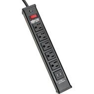 Tripp Lite Surge Protector Power Strip 5-Outlet 2 USB Charging Ports 6ft Cord - 5 x NEMA 5-15R 2 x USB - 1875 VA - 450 J - 120 V AC - TLM526USBB