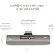 StarTechcom USB C Audio  Charge Adapter USB-C Audio Adapter USB C Audio Headset Port and USB Type-C PD Charger For USB-C - USB C CDP2CAPDM