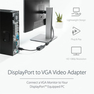 StarTechcom DisplayPort to VGA Adapter Active DP to VGA Converter 1080p Video DP to VGA Monitor Adapter Dongle DisplayPort - to DP DP2VGA2