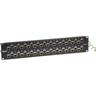Black Box CAT6A Staggered Feed-Through Patch Panel - 2U Shielded 48-Port - 48 Ports - 48 x RJ-45 - 2U High - 19 Wide - - TAA C6AFP70S-48