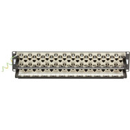 Black Box CAT6A Staggered Feed-Through Patch Panel - 2U Shielded 48-Port - 48 Ports - 48 x RJ-45 - 2U High - 19 Wide - - TAA C6AFP70S-48