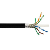 CAT6A Hi-Flex Rugged 4 Pair 26AWG SFTP Shielded Stranded Black Cable - Pur Jacket - Per Foot
