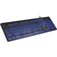 Adesso Large Print Illuminated Desktop Keyboard - Cable Connectivity - USB Interface - 104 Key - English US - Desktop Computer - - AKB-139EB