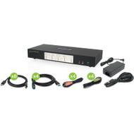 IOGEAR 4-Port 4K Dual View DisplayPort KVMP with USB 3.0 Hub and Audio (TAA) - 4 Computer(s) - 1 Local User(s) - 4096 x 2160 - 8 x USB (GCS1944) GCS1944 KVM Switchboxes physical IOGEAR Fleet Network Canada