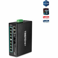 TRENDnet 10-Port Industrial Gigabit PoE+ DIN-Rail Switch, 8 x Gigabit PoE+ Ports, DIN-Rail Mount, 2 x SFP Slots, 240W PoE Power IP30, (TI-PG102) TI-PG102 Switches & Bridges physical TRENDnet Fleet Network Canada