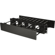 Ortronics Horizontal Cable Manager - Double Sided - 19 in mounting x 2 rack unit - Black - Horizontal Cable Manager - Black - 2U Rack DHMC2RU