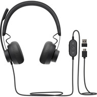 Logitech Zone 750 Wired On-Ear Headset with advanced noise-canceling microphone simple USB-C and included USB-A adapter for all - - 981-001103