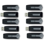 Verbatim Store n Go V3 32GB USB 32 Gen 1 Flash Drive - 32 GB - USB 32 Gen 1 Type A - Gray - Lifetime Warranty - 10 Pack 70894