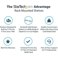 StarTechcom 1U Vented Server Rack Cabinet Shelf - Fixed 20 Deep Cantilever Rackmount Tray for 19 DataAVNetwork Enclosure wCage - SHELF-1U-20-FIXED-V