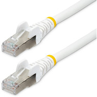 StarTechcom 2ft CAT6a Ethernet Cable White Low Smoke Zero Halogen LSZH 10 GbE 100W PoE SFTP Snagless RJ-45 Network Patch Cord - - NLWH-2F-CAT6A-PATCH