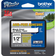 Brother Adhesive Acid-free TZ Tape - 1532 Width x 26 14 ft Length - Thermal Transfer - White - 1 Each - Water Resistant - Abrasion TZEAF231