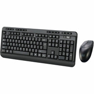 Adesso Antimicrobial Wireless Desktop Keyboard and Mouse - USB Membrane Wireless RF 240 GHz Keyboard - French - USB Wireless RF Mouse WKB-1320CB-FR