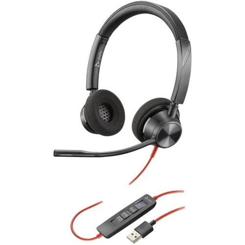 Poly Blackwire 3320-M Microsoft Teams Certified USB-A Headset - Wired - 20 Hz - 20 kHz - Binaural - Ear-cup - 7.2 ft Cable (76J17AA)