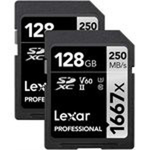 Lexar Professional 1667X 128GB (2-Pack) SDXC UHS-II Card (LSD128CBNA16672)