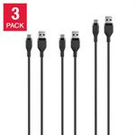 Aduro Tech Ubio Labs Braided - USB-A to USB-C - Charge  Sync Cable Black 3-Pack 2x6FT  1x10FT CBB159EC