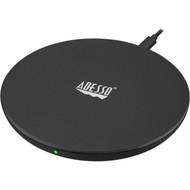 Adesso 10W Max Qi-Certified Disc-Style Wireless Charger - 5 V DC 9 V DC Input - Input connectors USB - Overcharge Protection LED AUH-1010