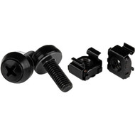 StarTechcom M6 x 12mm - Screws and Cage Nuts - 50 Pack Black - M6 Mounting Screws  Cage Nuts for Server Rack  Cabinet - These M6 x CABSCREWM6B