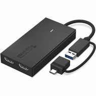 Plugable HDMIUSBUSB-C AudioVideo Adapter - 1 x USB 30 Type A - Male 1 x USB 30 Type C - Male - 2 x HDMI Digital AudioVideo - - UGA-HDMI-2S