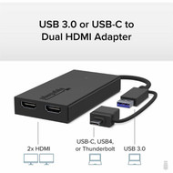 Plugable HDMIUSBUSB-C AudioVideo Adapter - 1 x USB 30 Type A - Male 1 x USB 30 Type C - Male - 2 x HDMI Digital AudioVideo - - UGA-HDMI-2S