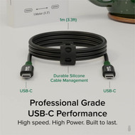 Plugable USB-C 20Gbps 240W EPR Cable - 33 ft USB-C Data Transfer Cable for Notebook Smartphone Tablet Docking Station - 20 Gbits USBC-240W-1M