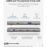 Plugable USB4 Hub 5-in-1 Thunderbolt 4 Hub with 60W Charging Single 8K or Dual 4K Display - 5-in-1 USB4 Hub with 60W charging 3x  USB4-HUB3A