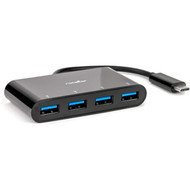 Rocstor Premium Slim Portable 4 Port Hub - USB-C to 4x USB-A - USB 31 Type C - External - 4 USB Ports - 4 USB 30 Ports - PC Y10A228-B2