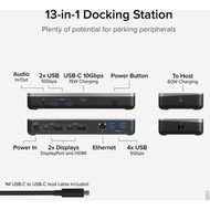 Plugable 12-in-1 Dual 4K USB C Docking Station Works with Chromebook Certified 60W Charging Dock - Compatible with ChromeOS 2x HDMI UD-MSTHDC