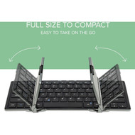 Plugable Foldable Bluetooth Keyboard Compatible with iPad iPhones Android and Windows - Full-Size Multi-Device Keyboard Wireless BT-KEY3XL