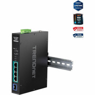TRENDnet 5-port Industrial Gigabit PoE DIN-Rail Switch -20deg - 65degC -4deg - 149degF - 5 Ports - Gigabit Ethernet - - TAA TI-PGM541