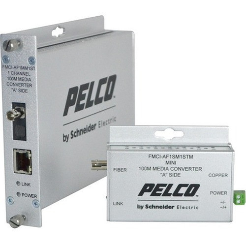 Pelco FMCI Series Ethernet Optical Fiber Media Converters - 1 x Network (RJ-45) - 1 x ST Ports - DuplexST Port - Multi-mode - Fast - - (FMCI-BF1MM1STM)