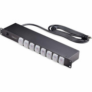 StarTechcom 8-Outlet Horizontal Rack Mount PDU 1U Power Strip Outlet OnOff Switches 15A Circuit Breaker 8ft24m Cord NEMA - 1U 8NS8-RACK-MOUNT-PDU