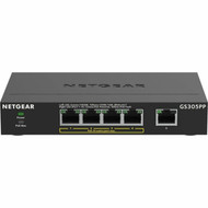 Netgear 5-Port Gigabit Ethernet SOHO Unmanaged Switch with 4 Ports PoE 83W - 5 Ports - Gigabit Ethernet - 101001000Base-T - 2 - W GS305PP-300NAS