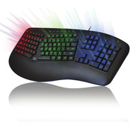 Adesso AKB-150EB-FR Color Illuminated Ergonomic Keyboard - Cable Connectivity - USB Interface Media Player Internet Multimedia Next AKB-150EB-FR