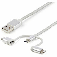 StarTechcom 6ft 18m USB Multi-Charging Cable USB-A to LightningUSB-CMicro-USB Apple MFi Certified Braided Nylon Jacket USB - LTCUB6GR
