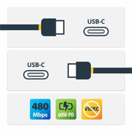 StarTechcom 2m 66ft White USB-C Charging Cable USB 20 Type-C Laptop Charger Cord 60W Power Delivery TPE Jacket Data Transfer USB2CC2MNCWHE