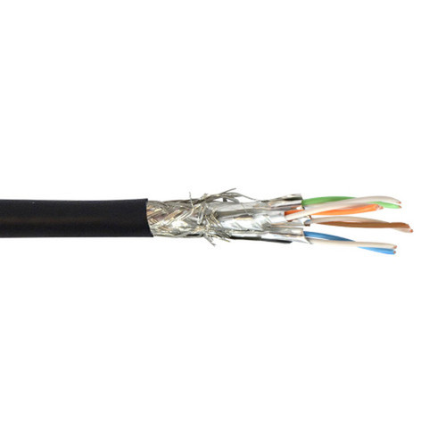 CAT6A Hi-Flex Harsh Environment 4 Pair 26AWG SF/FTP Stranded Bulk Cable – PUR Jacket - BLACK - 1000ft
