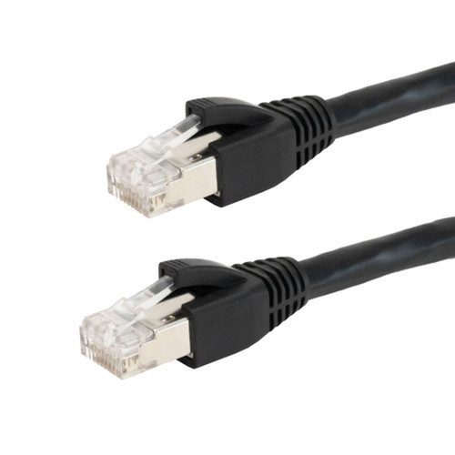RJ45 Cat6 F/UTP Solid Shielded 23AWG Molded Patch Cable - CMP Plenum Rated - 15ft - Black